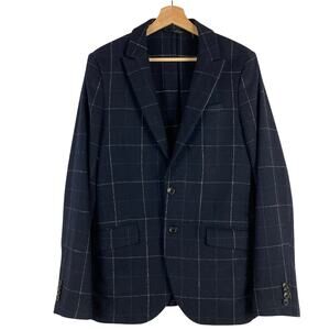 Scotch & Soda Windowpane Woolblend Sport Coat Blazer Jacket M Navy Blue